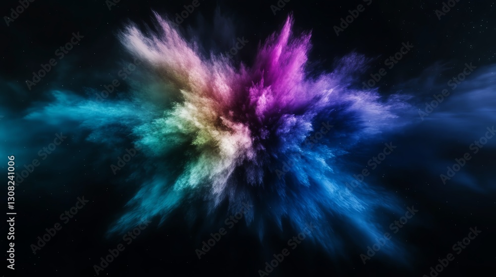 Highspeed 3D particle explosion in a colorful nebula style Highspeed 3D particle explosion in a colorful nebula style