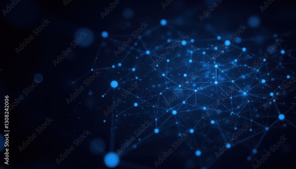 Fototapeta premium The abstract background in the stock photo features a visually stunning composition of interconnected polygonal shapes, connecting dots