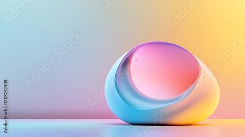 Sculptural 3D forms with soft pastel lighting, elegant abstract art