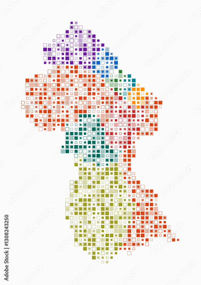 Fototapeta premium Guyana, shape of the country build of colored cells. Digital style map of the Guyana on white background. Small size square blocks. Awesome vector illustration.