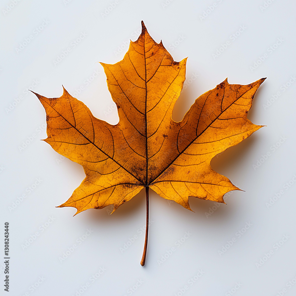 Obraz premium vibrant orange maple leaf with intricate veins, showcasing autumn beauty and detail. crisp edges and rich color highlight seasonal change