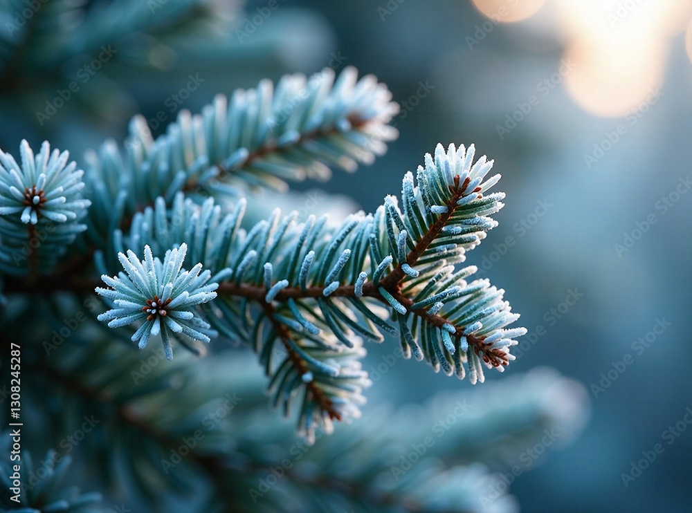 Generate an AI photo of a frosty pine branch, emphasizing depth and a mystical mood. Create a vibe of winter magic with soft, ambient lighting and a cold, ethereal atmosphere. Style the image with a Generate an AI photo of a frosty pine branch, emphasizing depth and a mystical mood. Create a vibe of winter magic with soft, ambient lighting and a cold, ethereal atmosphere. Style the image with a