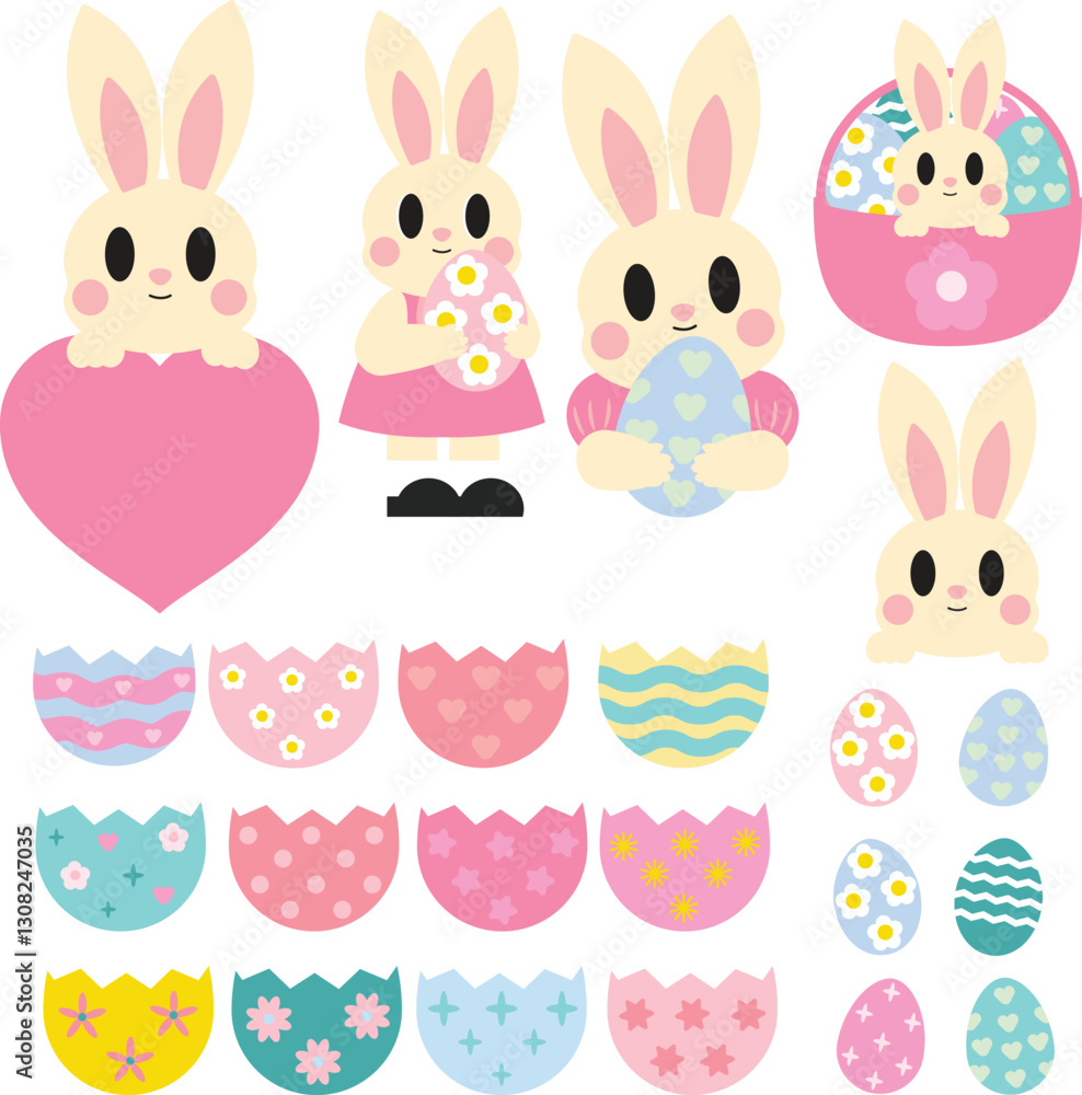 cute bunny easter clipart, pastel rabbit digital art, kawaii bunny with easter egg, adorable bunny holding heart, baby rabbit in egg shell, spring bunny illustration cute bunny easter clipart, pastel rabbit digital art, kawaii bunny with easter egg, adorable bunny holding heart, baby rabbit in egg shell, spring bunny illustration