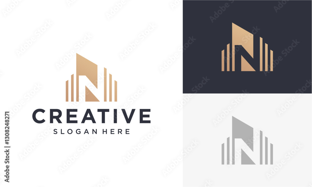 Fototapeta premium real estate initial n vector logo