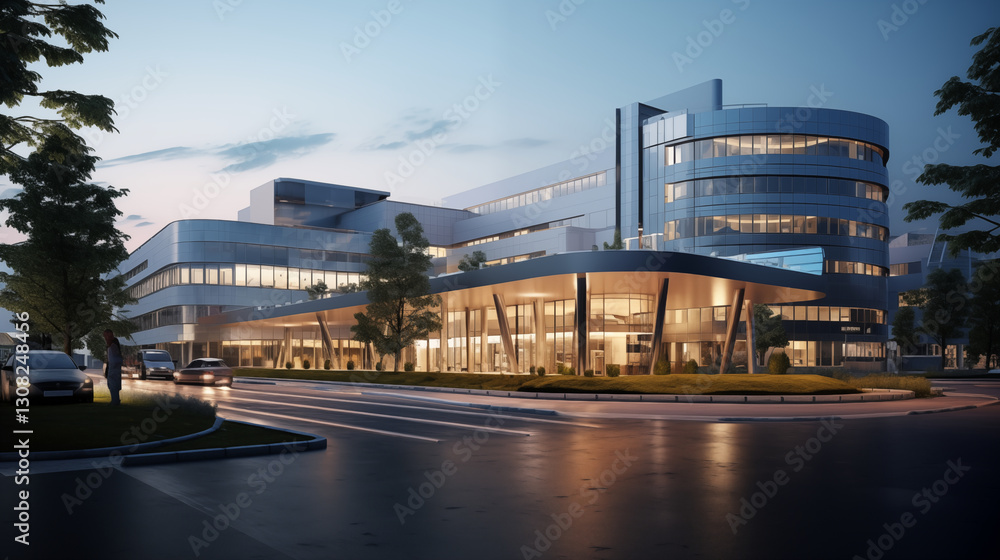 Fototapeta premium Building hospital in modern style.