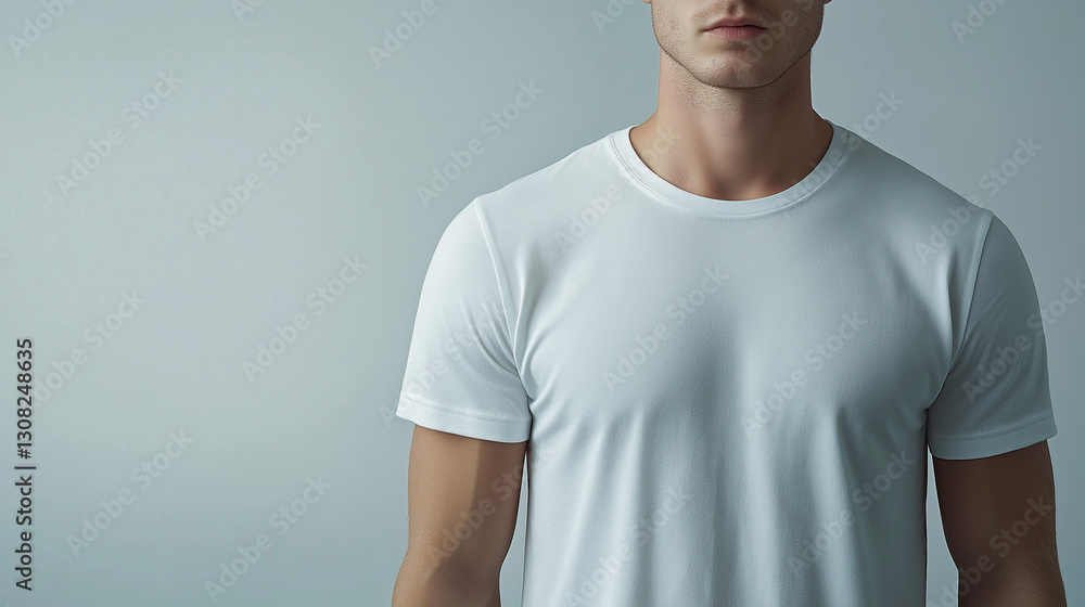 White t-shirts on a clean gradient background, showcasing simplicity and modern design. White t-shirts on a clean gradient background, showcasing simplicity and modern design.