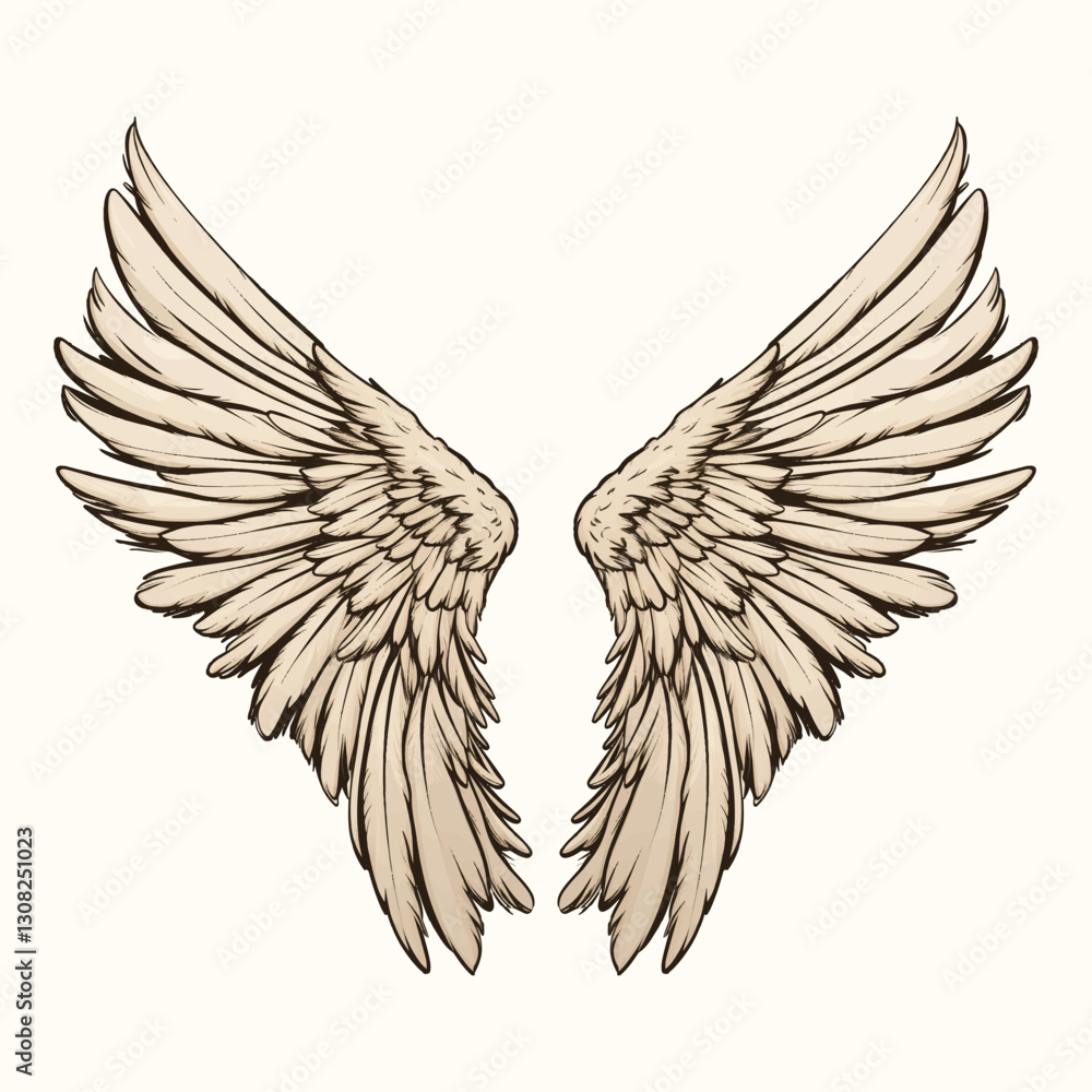 Fototapeta premium Hand-drawn bird wings vector