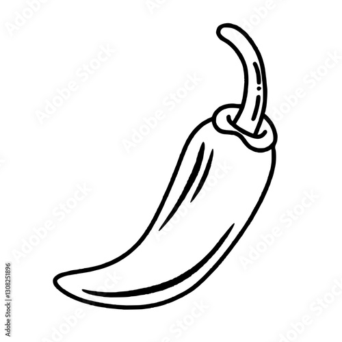 Chili pepper line art drawing of Traditional Thai Bangkok Thailand Illustration 