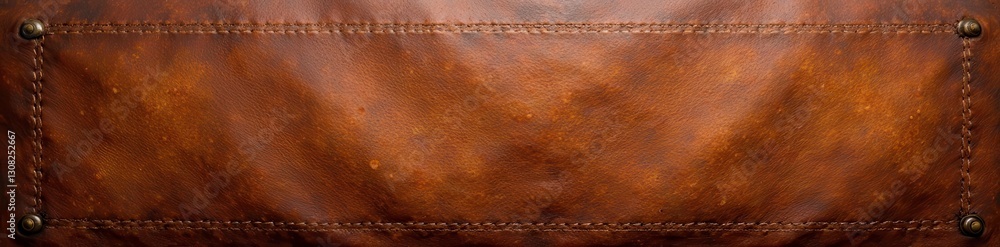 Fototapeta premium Rich brown leather texture, visible stitching , stitched leather, strong, tan