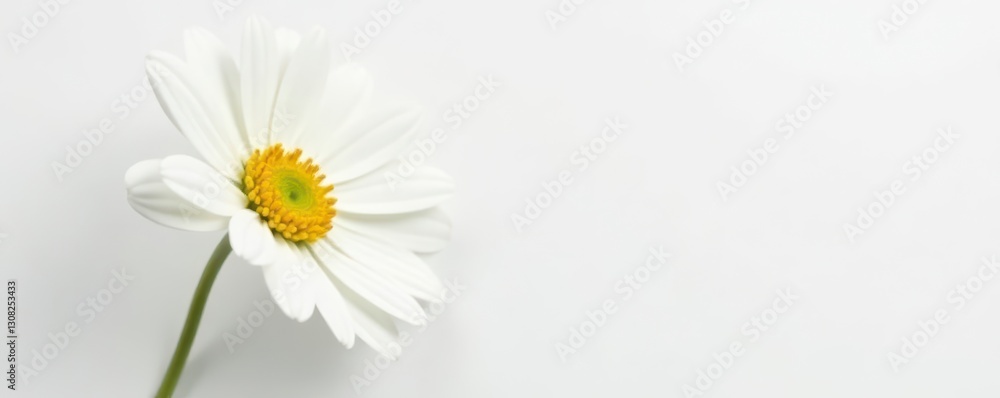 Obraz premium Single white daisy, vibrant petals, pure white background, pure, wildflower