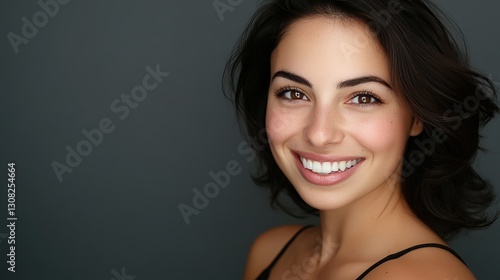 Warm Smile of a Beautiful Woman in Soft Light, Radiating Joy and Serenity
