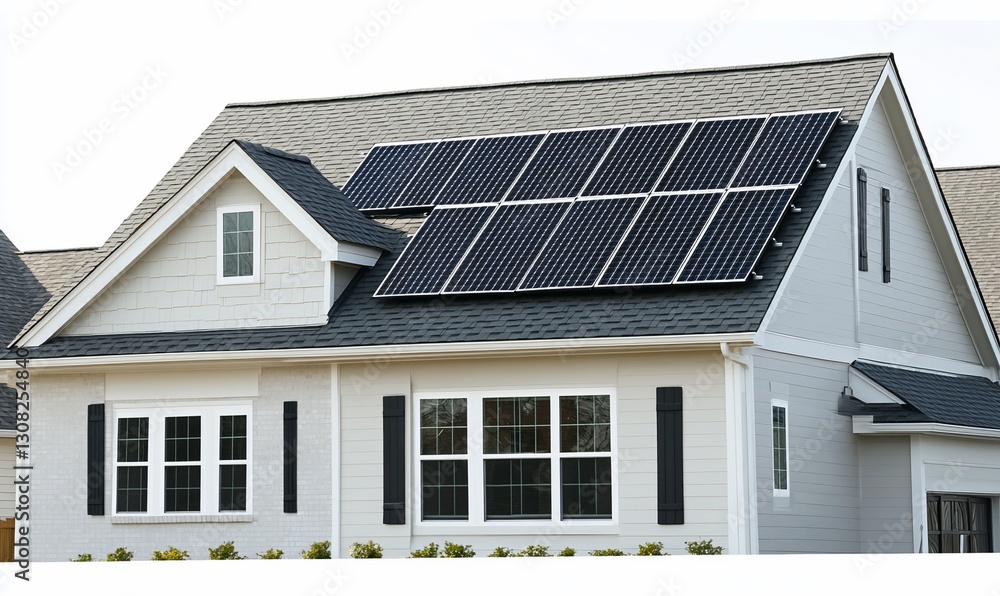Solar Panels on a Modern Gray House Roof Solar Panels on a Modern Gray House Roof