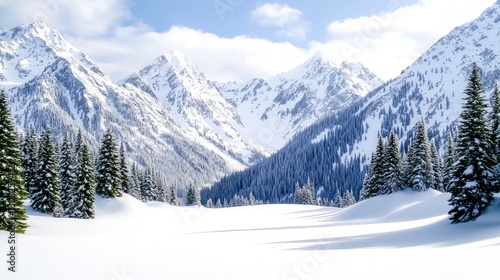 Wallpaper Mural Majestic Snowy Mountains  Winter Wonderland  Snow Covered Trees  Scenic View Torontodigital.ca