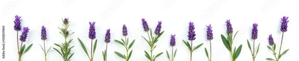 Naklejka premium Fresh lavender sprigs isolated on white background, herb, isolation, greenery