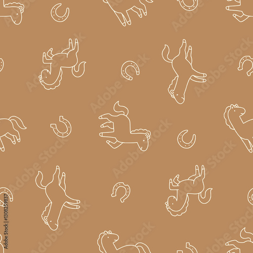 Outline Horse Animal Horseshoe Pattern Vector Illustration Seamless for Background Wallpaper Packaging Cover