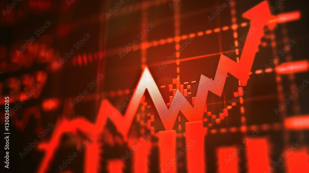 Close-up of digital screen showing downward-trending line graph symbolizing Fed rate cut, surrounded by financial charts and news headlines, key financial indicator visualization. Close-up of digital screen showing downward-trending line graph symbolizing Fed rate cut, surrounded by financial charts and news headlines, key financial indicator visualization.