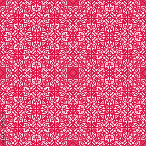 abstract seamless pink flower line and geometric ikat fabric pattern background decorative graphic fashion style 
