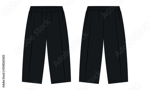 Black color Trouser pant technical  vcetor illustratin template for kids isolated on white background