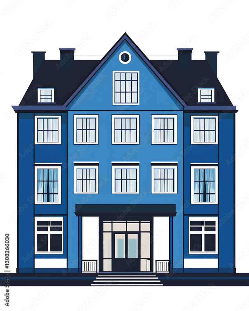 Stylized Blue Building with Symmetrical Architecture on transparent background Generative Ai Stylized Blue Building with Symmetrical Architecture on transparent background Generative Ai