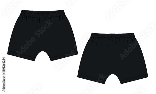 Shorts pant vector illustration black color template for kids isolated on white background