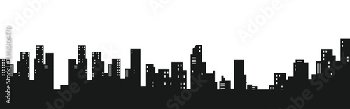 Town silhouette skyline. Vector abstact flat row of buildings, countryside architecture illustration