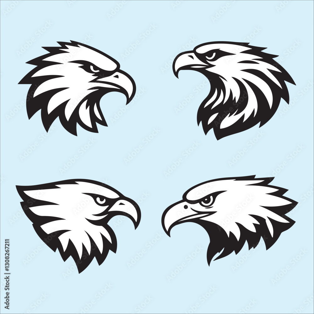 Obraz premium eagle head set. eagle head vector set. eagle head vector set