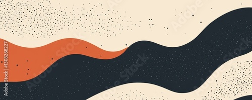 A striking black and orange wave pattern gracefully undulates across a crisp white background, creating a dynamic contrast that captures attention and evokes a sense of movement.