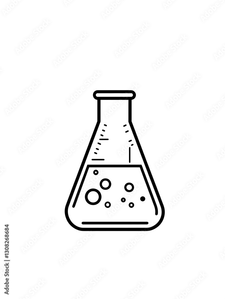 Black-and-White Line Icon of a Laboratory Flask on transparent background Generative Ai Black-and-White Line Icon of a Laboratory Flask on transparent background Generative Ai