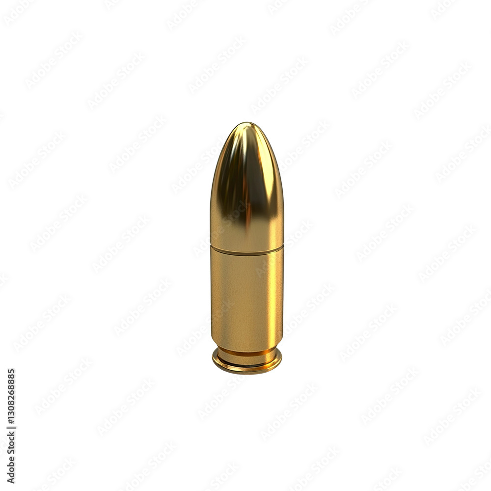 Single Gold-Colored Bullet Cartridge Close-up Single Gold-Colored Bullet Cartridge Close-up