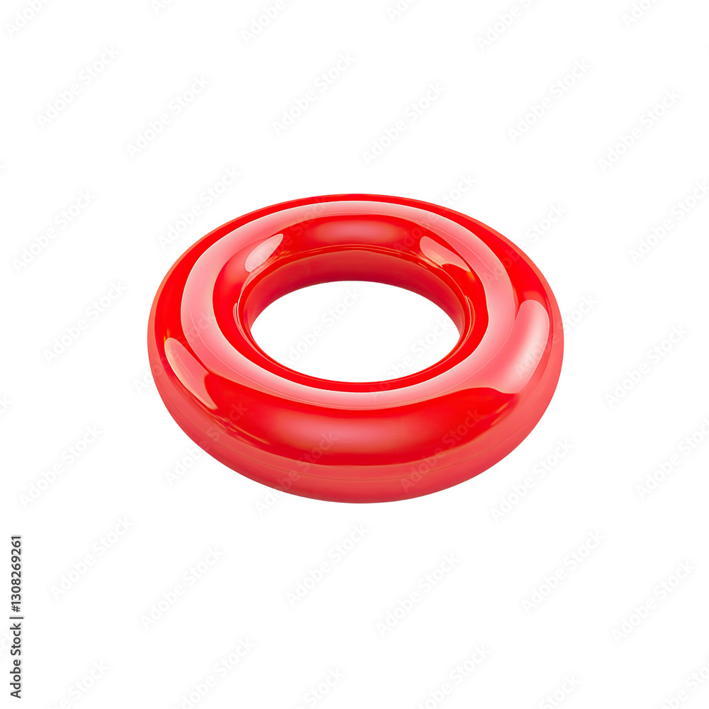 Red Inflatable Ring, Torus Shape, 3D Render Red Inflatable Ring, Torus Shape, 3D Render