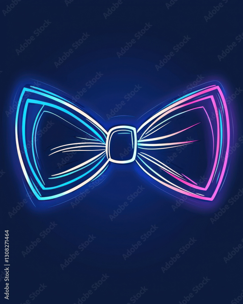 Neon bow tie design with vibrant colors on dark background Neon bow tie design with vibrant colors on dark background