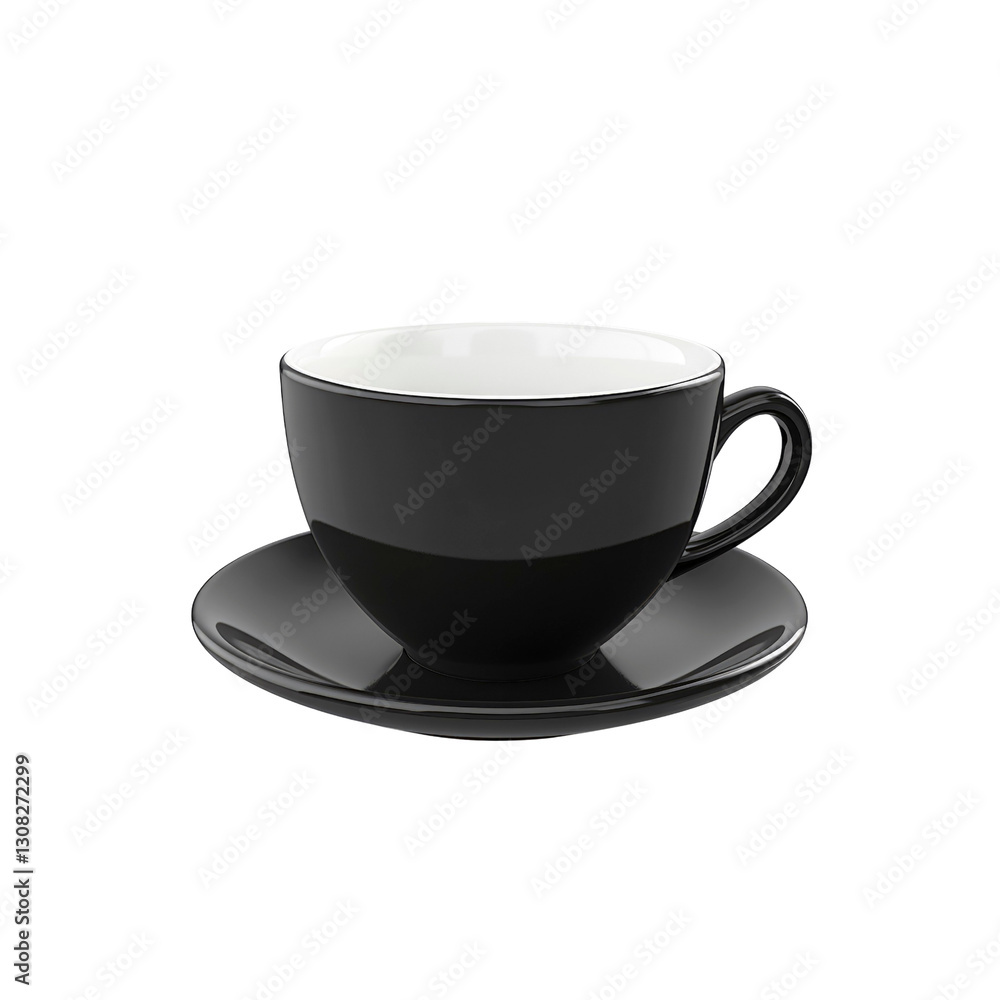 Elegant Black Teacup and Saucer Set - Modern Tableware Elegant Black Teacup and Saucer Set - Modern Tableware