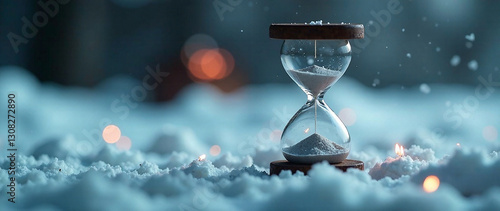 A high-quality AI photo of an hourglass on a white background, with a calendar displaying December 24th, highlighting a deadline concept.  Focus on winter month, day of the year, and the passing of ti