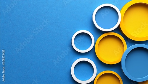 Colorful Circles Abstract Blue Background.
