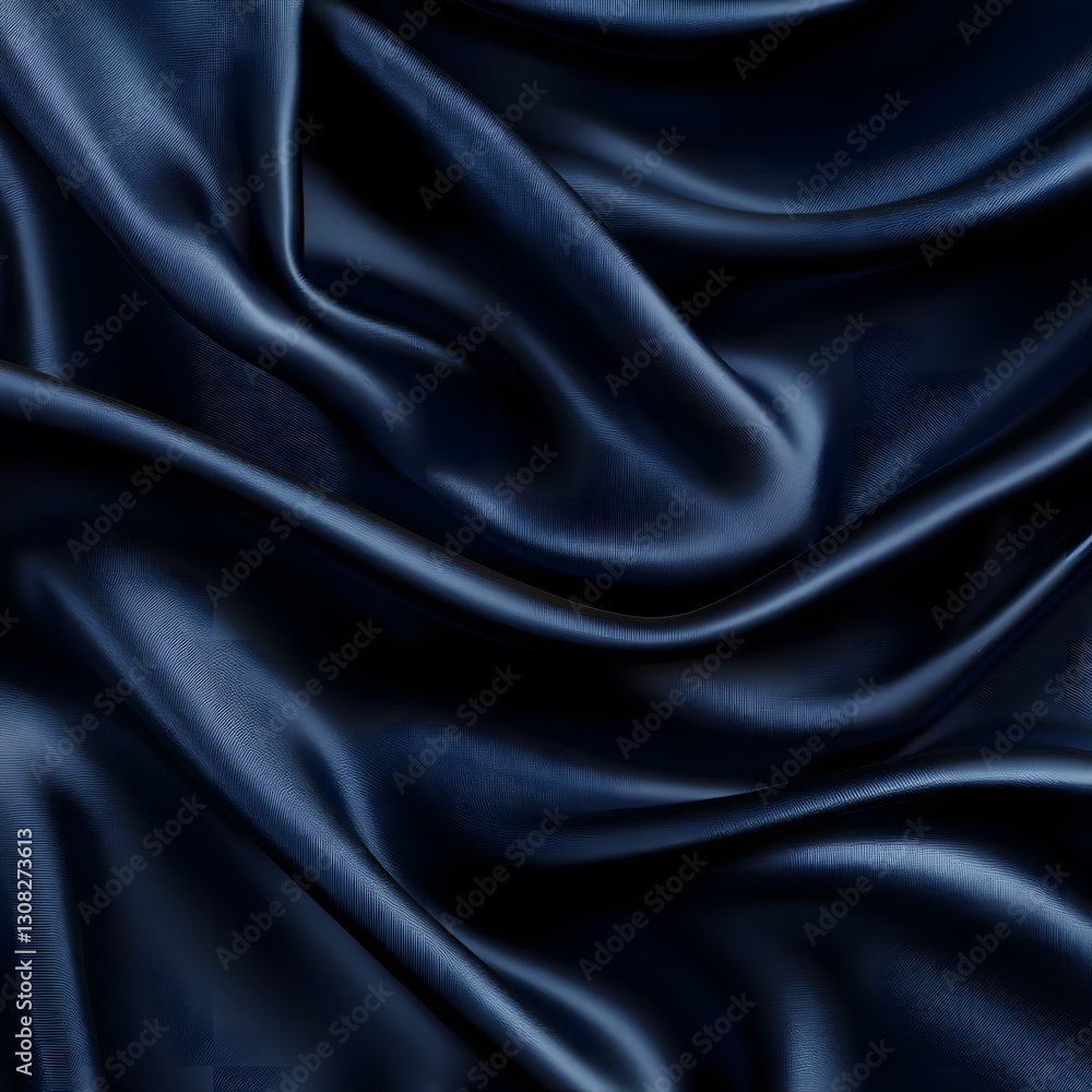 Fototapeta premium A luxurious satin weaving pattern with smooth, flowing textures in deep navy blue