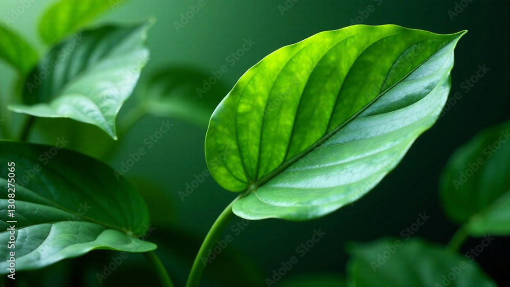 Generate an AI photo of Spathiphyllum cannifolium leaves, showcasing an abstract, vibrant green texture. Focus on the natural beauty of tropical leaves, emphasizing depth, a serene mood, soft diffuse Generate an AI photo of Spathiphyllum cannifolium leaves, showcasing an abstract, vibrant green texture. Focus on the natural beauty of tropical leaves, emphasizing depth, a serene mood, soft diffuse