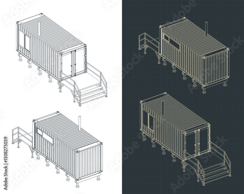 Isometric drawings of a container house