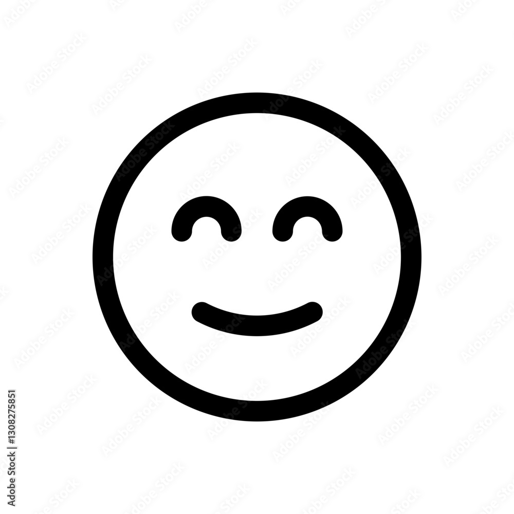 Happy smiley face or emoticon line art icon for apps and websites
Happy smiley face or emoticon line art icon for apps and websites