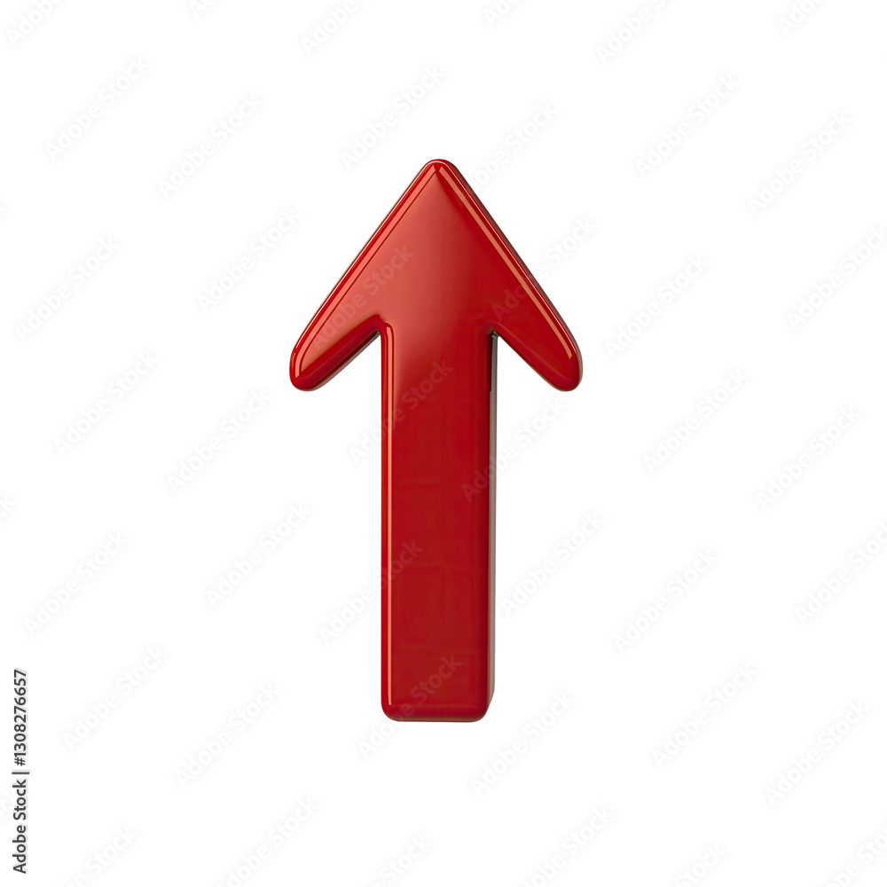 3D Red Glossy Up Arrow - Growth, Success, Progress Symbol 3D Red Glossy Up Arrow - Growth, Success, Progress Symbol