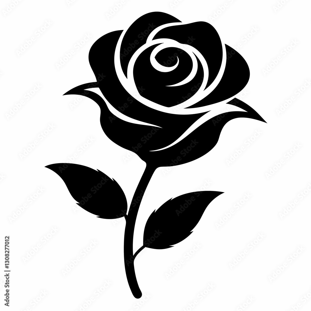 Adobe Illustrator Artwork. Three Roses with Leaves on white background, black silhouettes of rose flowers isolated on a white background, roses flowers silhouette set drawing, floral beautiful wedding Adobe Illustrator Artwork. Three Roses with Leaves on white background, black silhouettes of rose flowers isolated on a white background, roses flowers silhouette set drawing, floral beautiful wedding