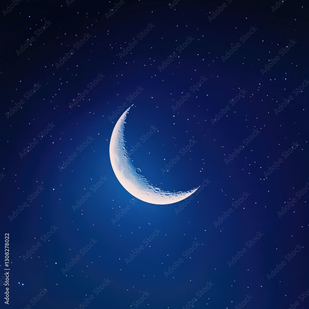 Crescent Moon in a Starry Night Sky Crescent Moon in a Starry Night Sky