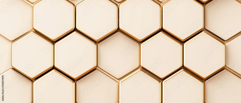 Seamless interlocking golden hexagons on soft cream, minimalist geometric luxury pattern, sophisticated modern high-end elegance Seamless interlocking golden hexagons on soft cream, minimalist geometric luxury pattern, sophisticated modern high-end elegance