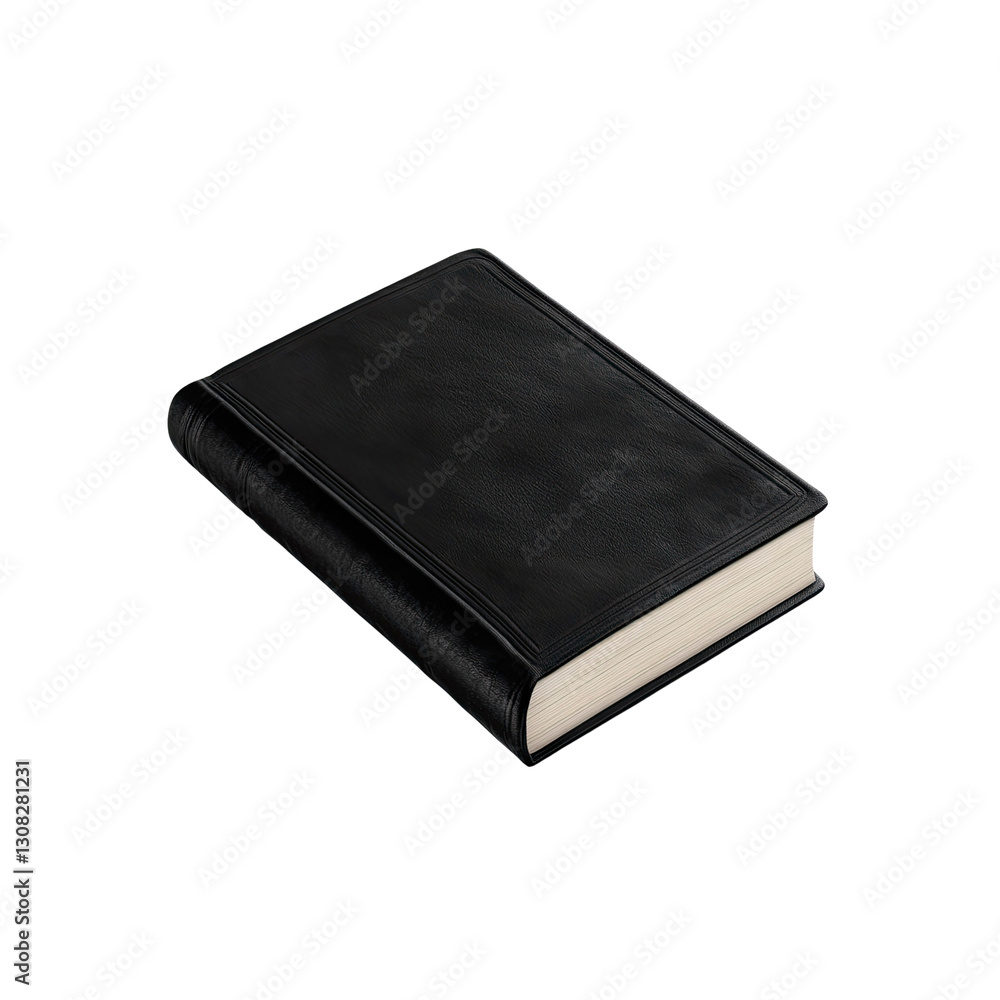 Elegant Black Leather Bound Book Isolated on Transparent Background Elegant Black Leather Bound Book Isolated on Transparent Background