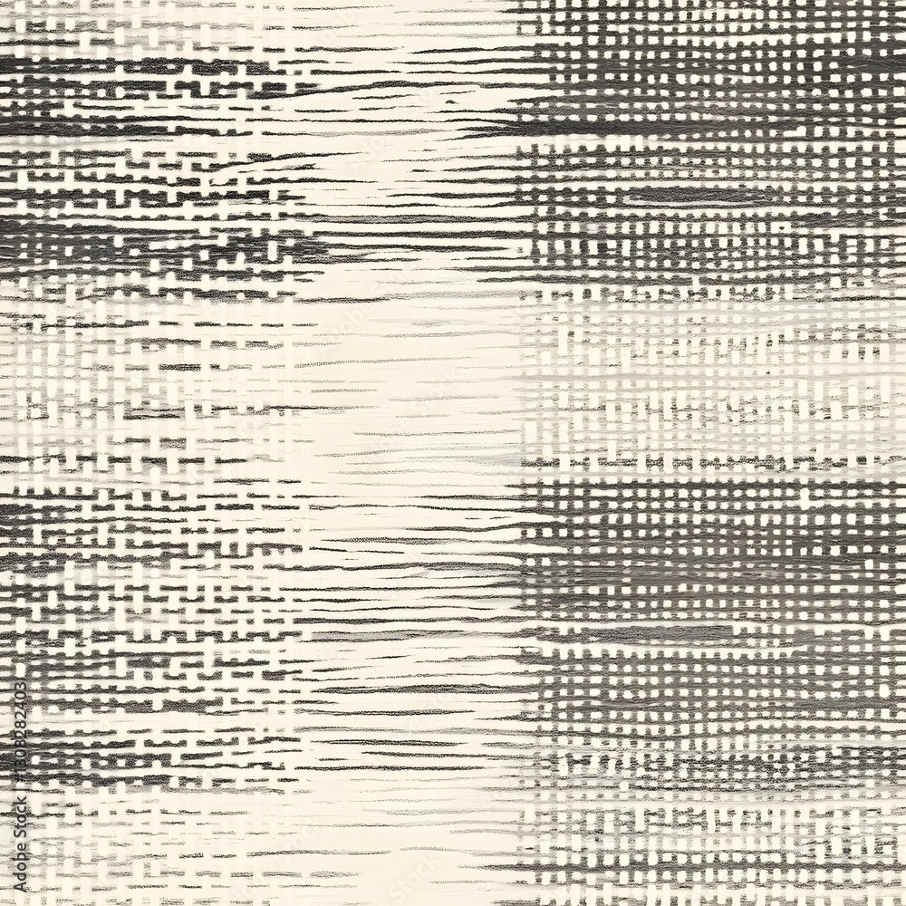 Obraz premium A modern minimalist weaving pattern in grayscale tones with subtle interwoven fabric textures