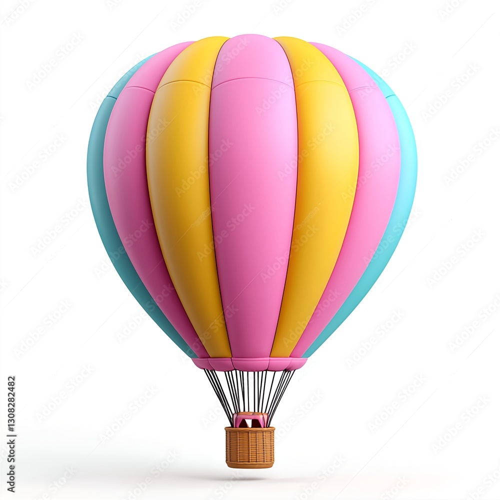 Fototapeta premium Colorful Hot Air Balloon Floating in a Clear Sky Background