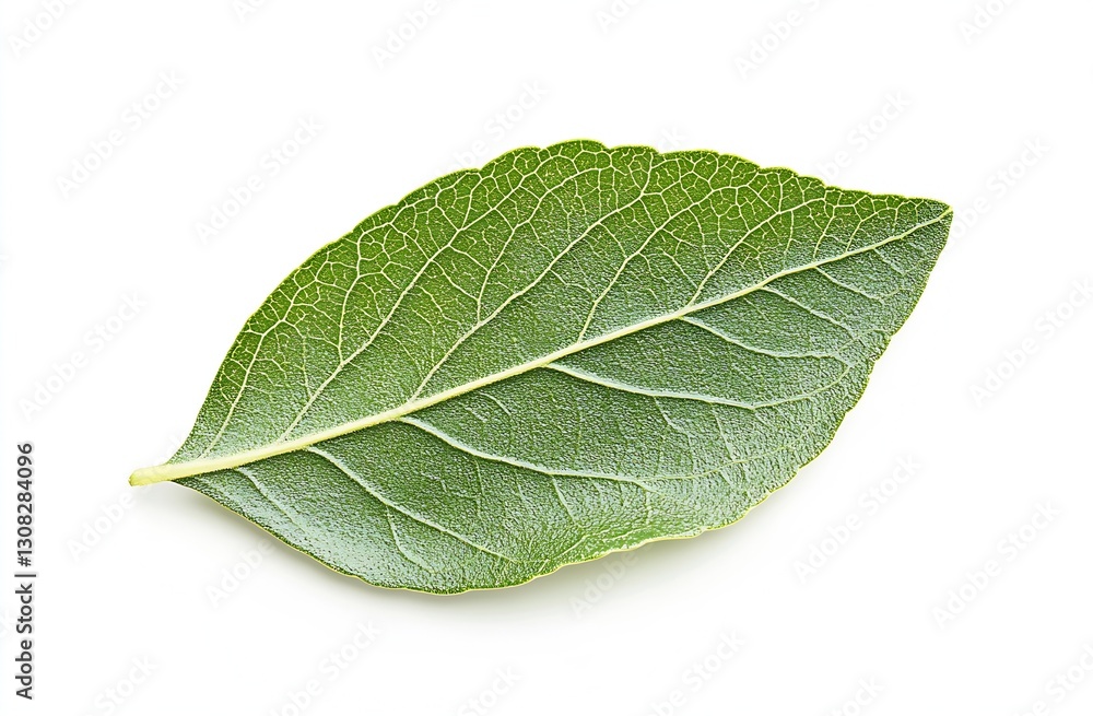 Obraz premium Single Fresh Bay Leaf Isolated on White Background for Cooking and Flavor : Generative AI