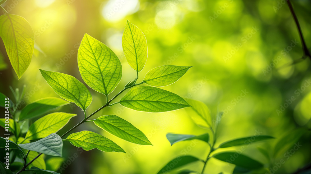 Green Serenity: The Tranquil Beauty of Fresh Leaves against a Blurred Background. Green Serenity: The Tranquil Beauty of Fresh Leaves against a Blurred Background.