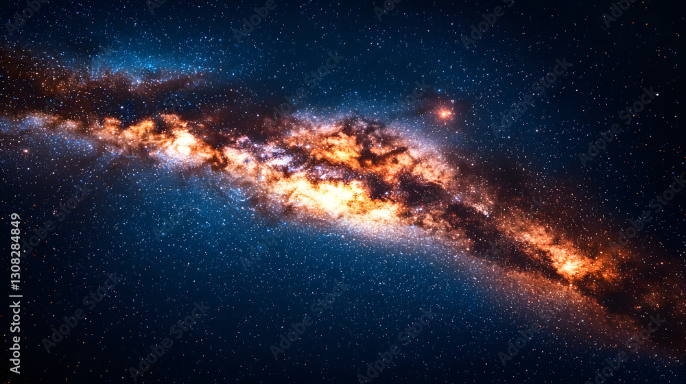 This image depicts a mesmerizing view of a luminous galaxy with vibrant colors and countless stars. This image depicts a mesmerizing view of a luminous galaxy with vibrant colors and countless stars.