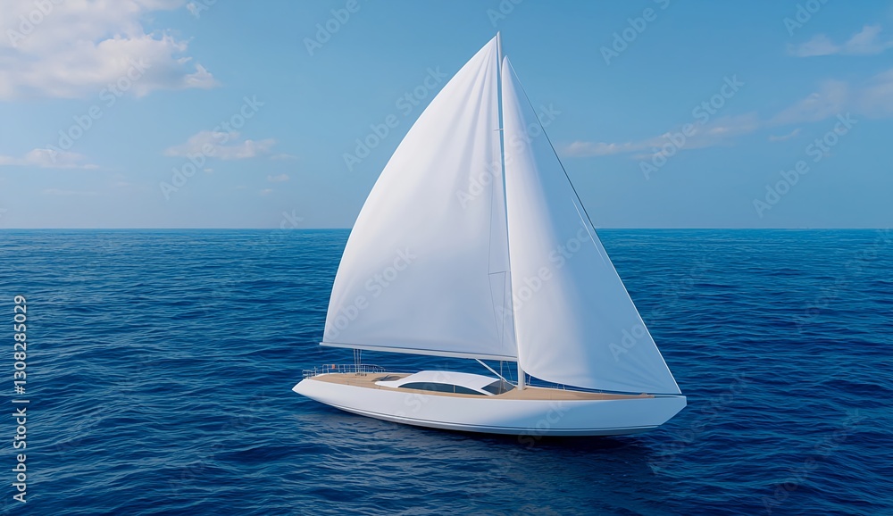 Fototapeta premium Elegant Sailboat Gliding Across Tranquil Ocean Under Clear Sky