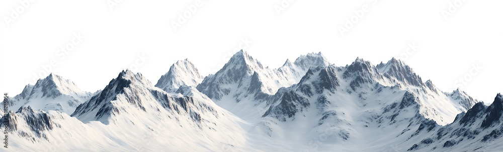 Obraz premium Breathtaking Mountain Range with Sharp Peaks and a Sheen of White Snow Under a Clear Sky : Generative AI
